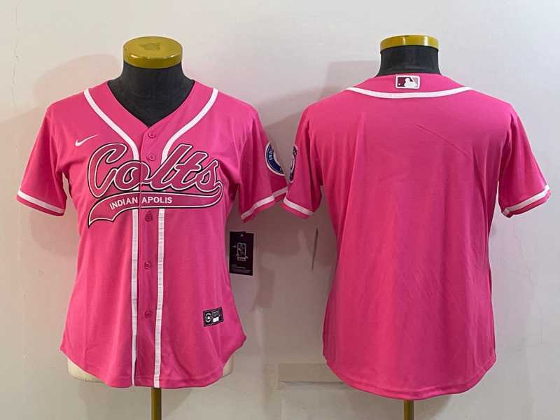 Women%27s Indianapolis Colts Blank Pink With Patch Cool Base Stitched Baseball Jersey->women nfl jersey->Women Jersey